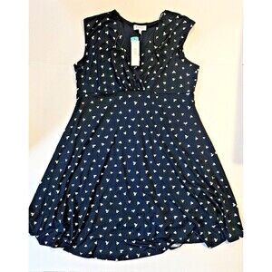 Gilli Emilia Knit Dress Dark Blue with Floral Pattern 3X Sleeveless with Lining